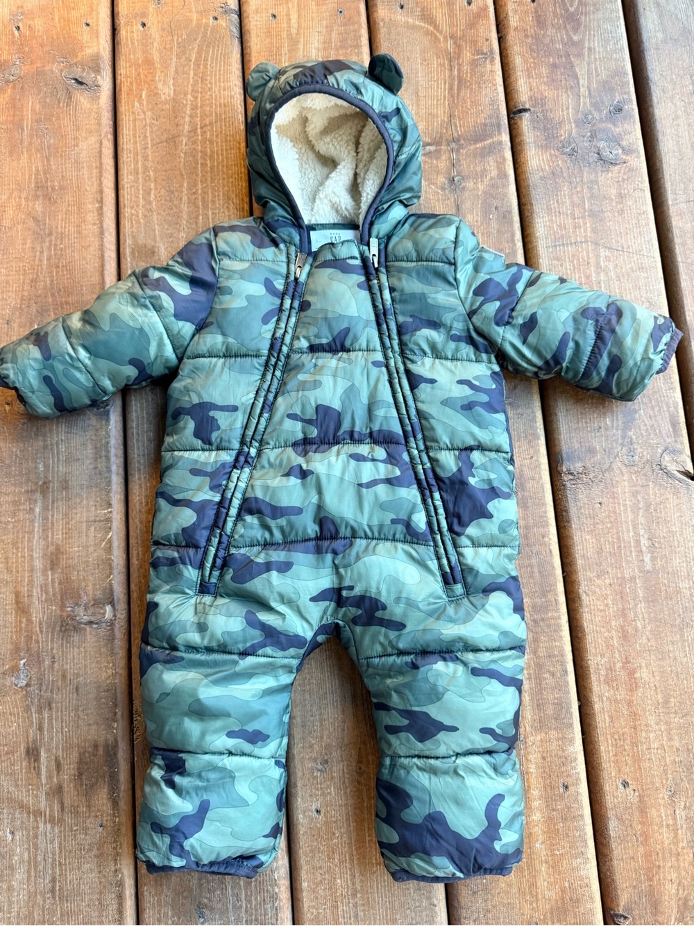 GAP Green Camo Puffer Bunting Snowsuit